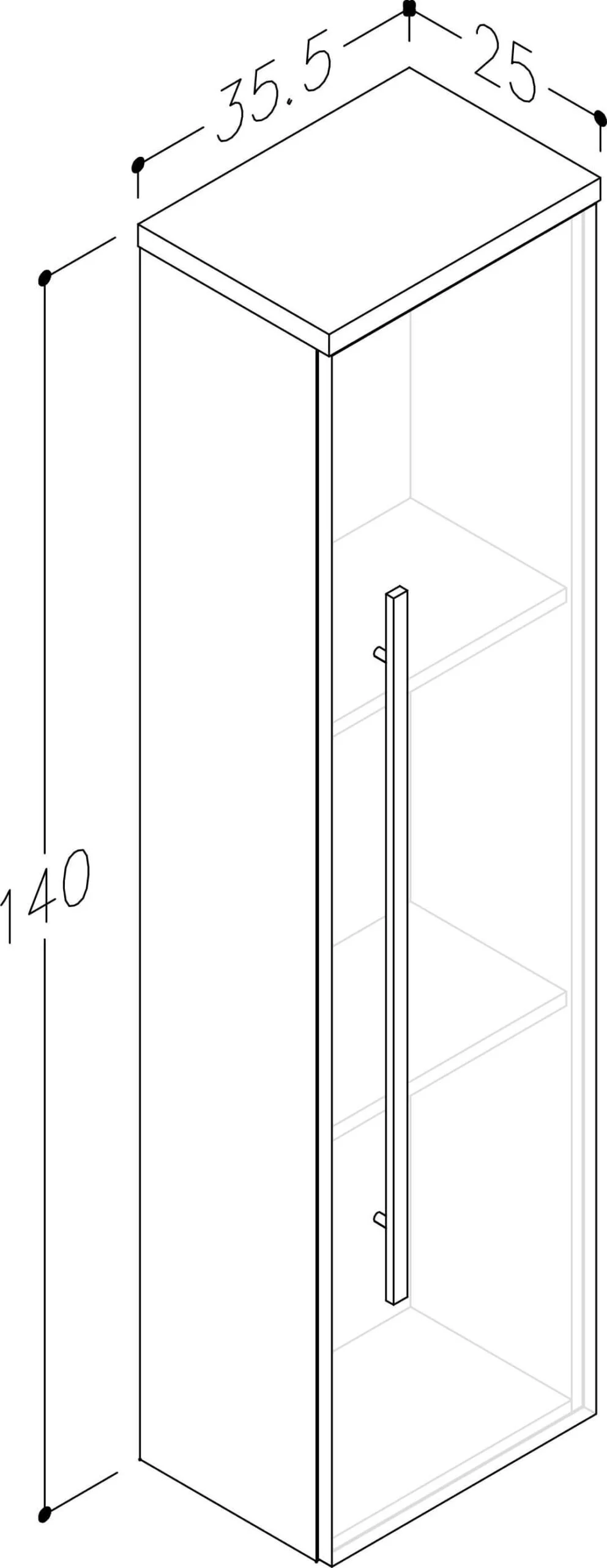 Harma Serena seinakapp valges 35.5×140 cm — vaade 2